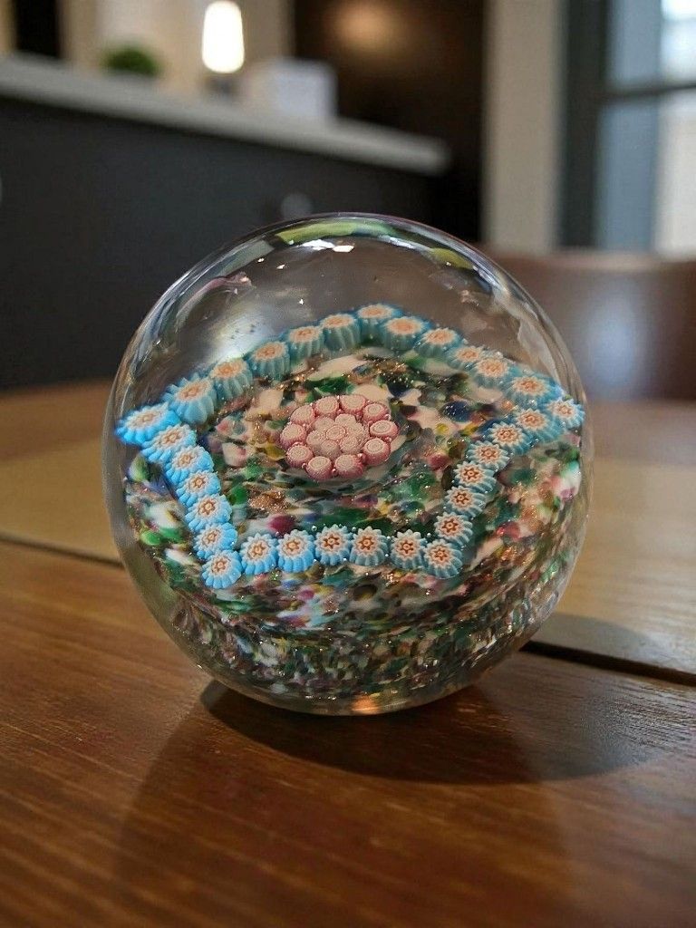 Murano Style Glass Flowerette Paperweight