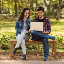 Outdoor Bench, 2-Person Poly Lumber Garden Bench, No Rot/Fade for Backyard and Park, Teak