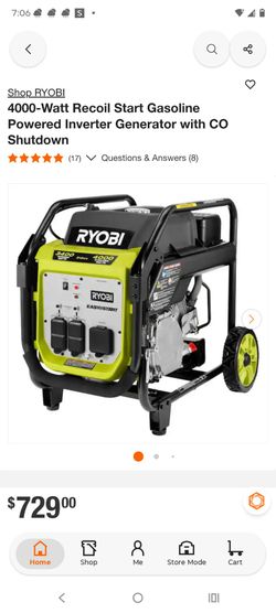 Ryobi generator 4,000 watts gas powered