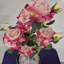 *** NEW LOW PRICE *** Faux Peony Rose Tree with Mixed Pink / Translucent Stones @ Lasting Creations