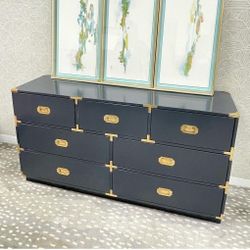 Mcm #Mcampaign-style #Mvintage dresser with seven drawers made by Bernhardt Furniture