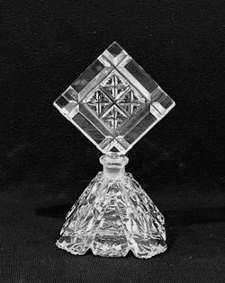 Vintage Czech Cut Crystal Perfume Bottle with Faceted Stopper 7.5” Very Rare