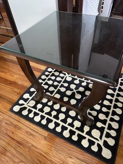 Wood Side Table With Glass Top