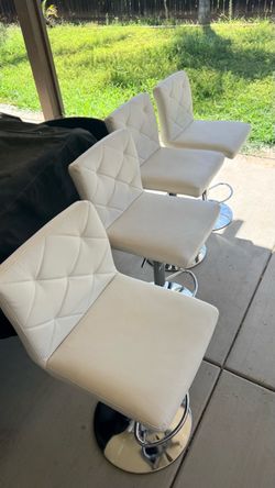 White Faux Leather Adjustable Bar Stool