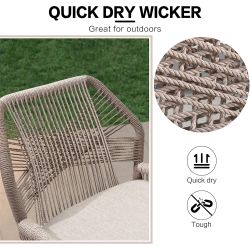 PURPLE LEAF 2 Set Outdoor Bar Stool Chair Set, Modern Counter Height Bar Stool, Cushion Included