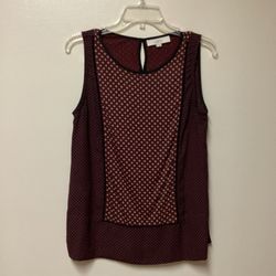 Women’s LOFT Ann Taylor 100% rayon cranberry print Sleeveless stretch top… Size medium