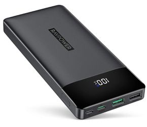 Portable Charger, PD 3.0 15000mAh Power Bank, RAVPower 30W High-Speed Tri-Output with LED Display, Ultra Compact Phone Charger
