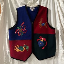Women’s Christmas Sweater Vest Waistcoat Size 18/20 Made Of Boiled Wool