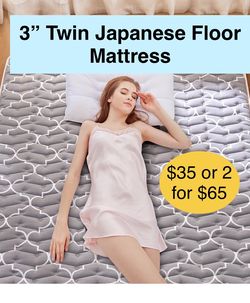 3" Thick Twin Japanese Futon Floor Mattress - Twin Size 39"x80" 100% High-Density Foam,Comfortable Sleeping Pad,Tatami Mat for Dorm,Bedroom or Guest R
