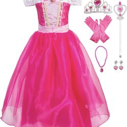 Okidokiyo Little Girls Princess Costume Halloween Party Dress Up with Accessories 2-3 years