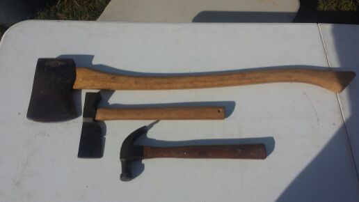 SHAPLEIGH HARDWARE Co. DIAMOND EDGE AXE, ROOFING HATCHET AND HAMMER