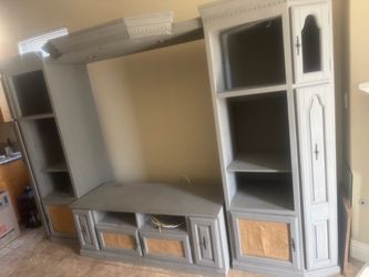 Large Gray Entertainment Center Wall Unit (Pick up Only)