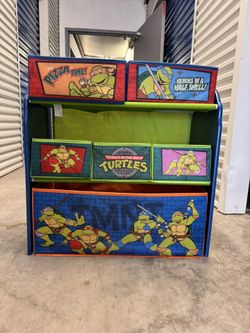 RARE 25” Teenage Mutant Ninja Turtles TMNT Kids Toy Wood Storage Organizer Bins