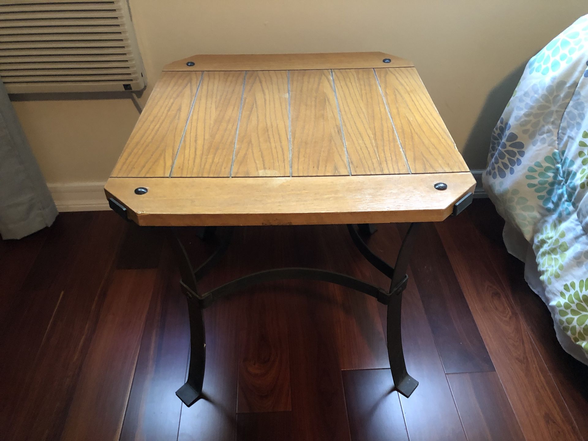 Table - Hardwood and Metal Legs - 22” H x 24” W x 26” Deep