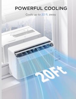 AC  Midea 8,000 BTU U Shaped Smart Inverter Window Air Conditioner - Cools 350 Sq Ft, Ultra Quiet with Open Window Flexibility - Alexa/Google Assistan