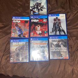 PS4 games. Destiny 2, 2k15, 2k16, bloodborne, call of duty advanced warfare, the division, and modern warfare.