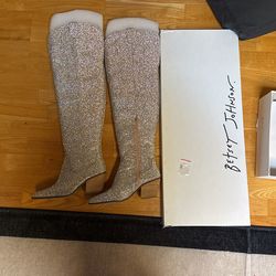 Betsey Johnson Rhinestone Over Knee Boots