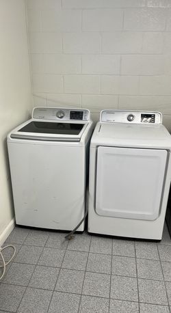 Samsung Top Load Washer + Dryer Set — White, Moisture Sensor