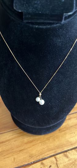 Genuine 18 K Yellow Gold Chopin Chain Natural Pearls