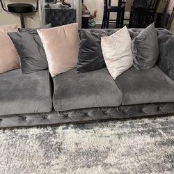 Tuft Gray Sofa (Ottoman included) 