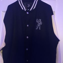 Billionaire Boys Club BBC Black White Leather Sleeve Bomber Coat Jacket 2XL 