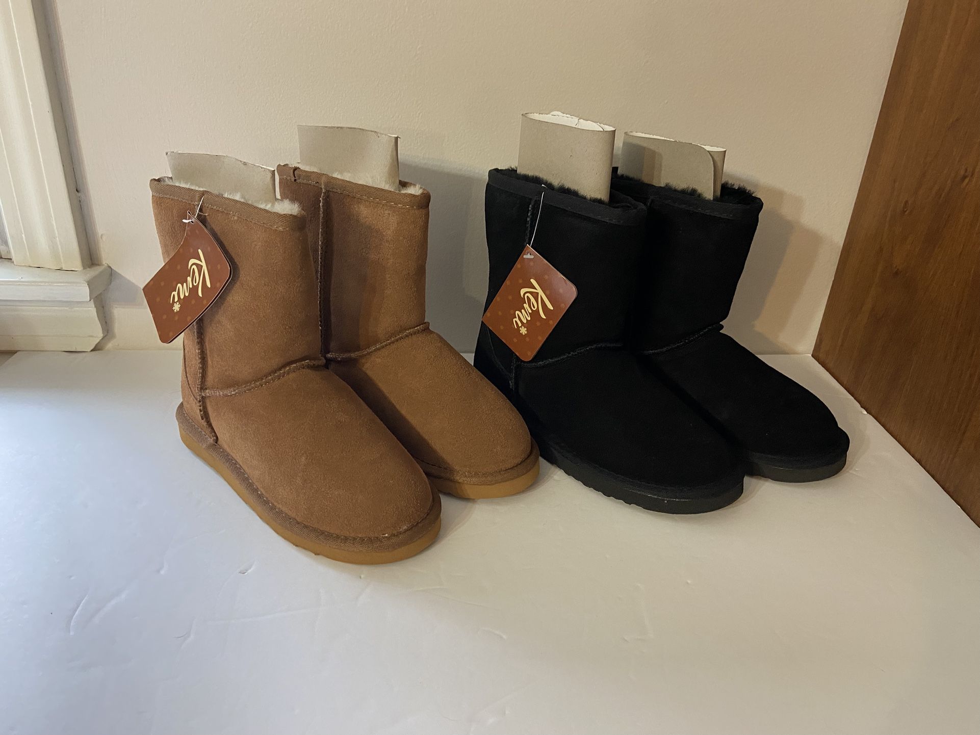 New Kemi Boots Faux Fur Lined Brown and Black Size 4