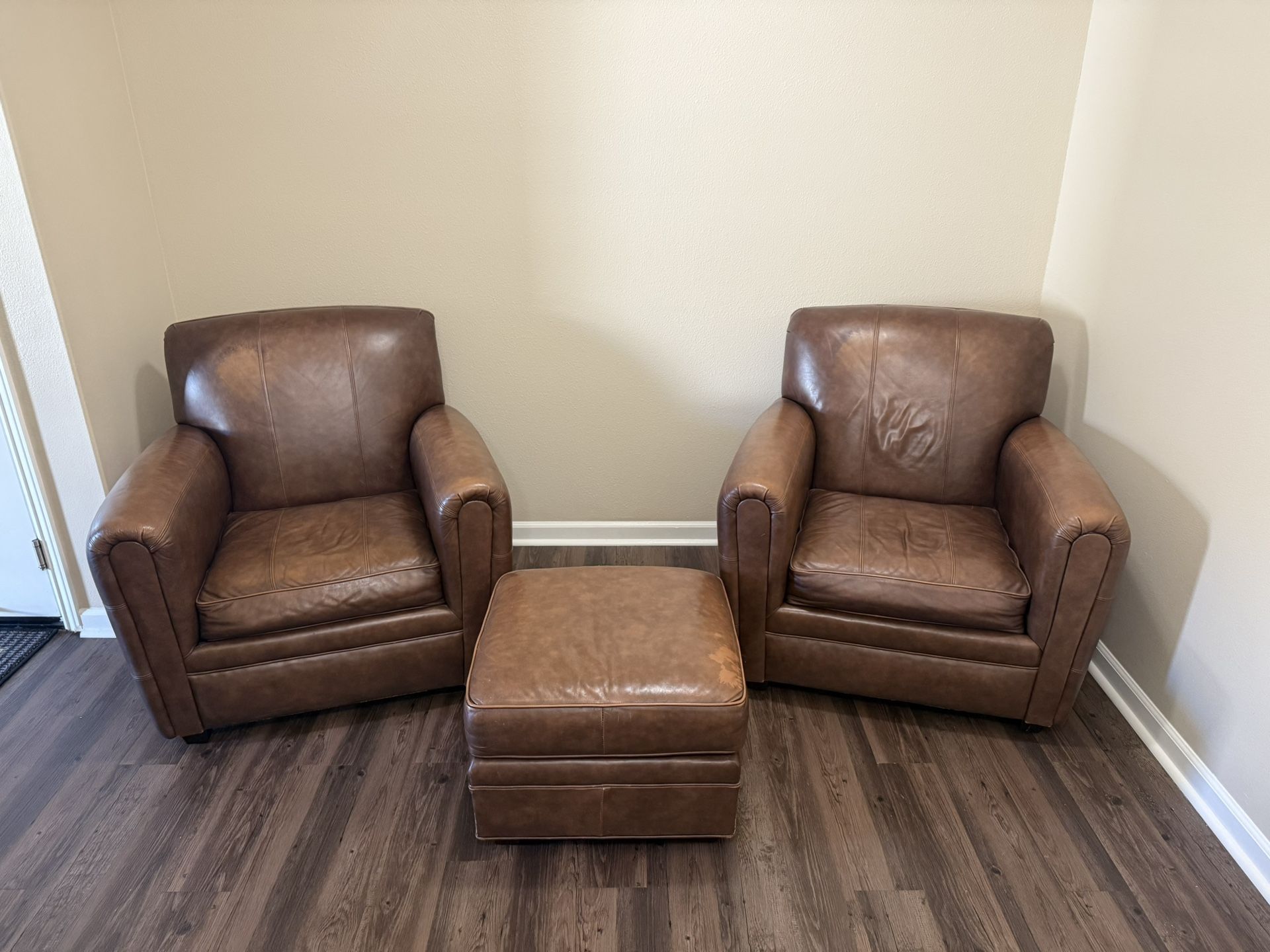 Beautiful Leather Chairs And Ottoman