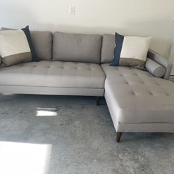 Gray Sofa w/ Chaise & Decor Pillows - Used For Staging Purposes Only 