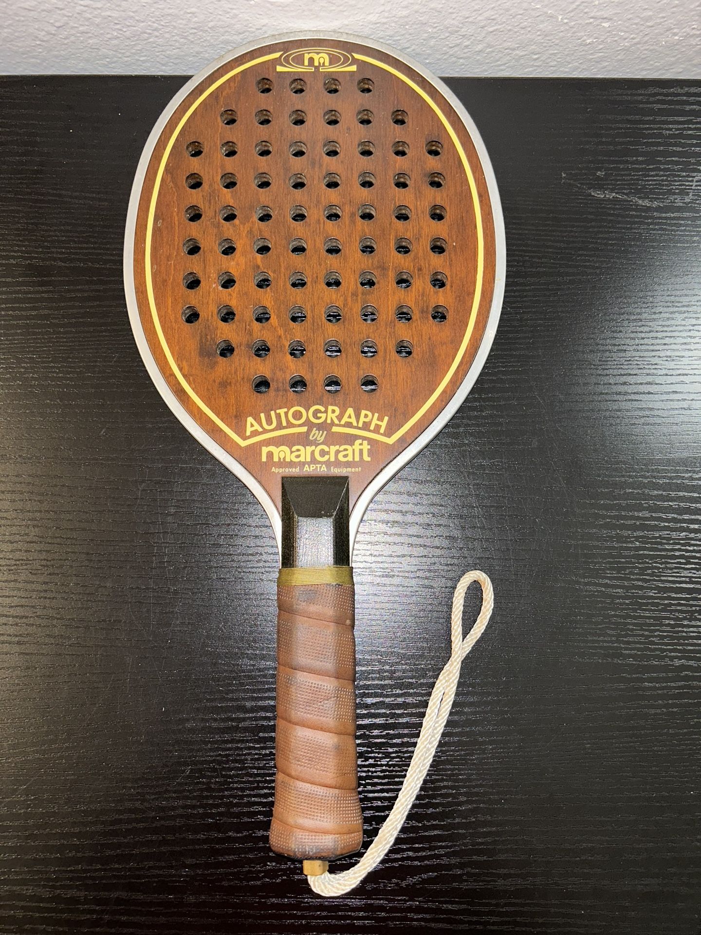 Vintage Marcraft Autograph Paddle Ball Racquet Paddle APTA Wood