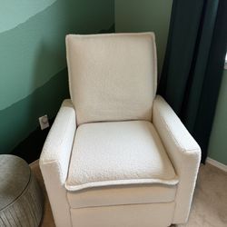 Glider Recliner Rocking Chair in Boucle White