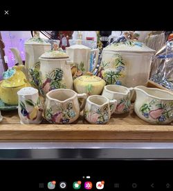 Ceramic Fruit Embossed Tea Set Collection