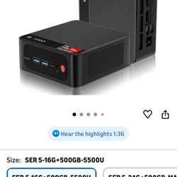 Beelink SER5 Mini Pc,AMD Ryzen 5 5500U (6C/12T,up to 4.0 GHz),Mini Computer with 16GB DDR4/500GB NVMe SSD,Support Triple Screen Display, WiFi 6, BT 5.