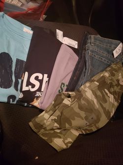 Kids clothes from children's place jeans pants, one pair of shorts and three t-shirts