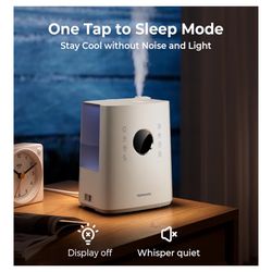 Homvana Humidifiers for Bedroom Large Room, 6.5L Top-Fill Warm & Cool 360° Rotatable Mist Ultrasonic Humidifier for Plants Baby Kids, Vaporizer (Disti