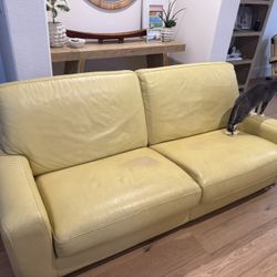 Yellow leather couch