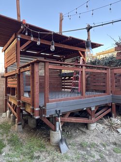 Covered Backyard Deck + Pergola w/ Built-In Bench/Bar – Buyer Disassembles – Fontana