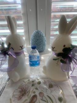 Beautiful Set Easter Bunnies Operate With Light Both One Price 