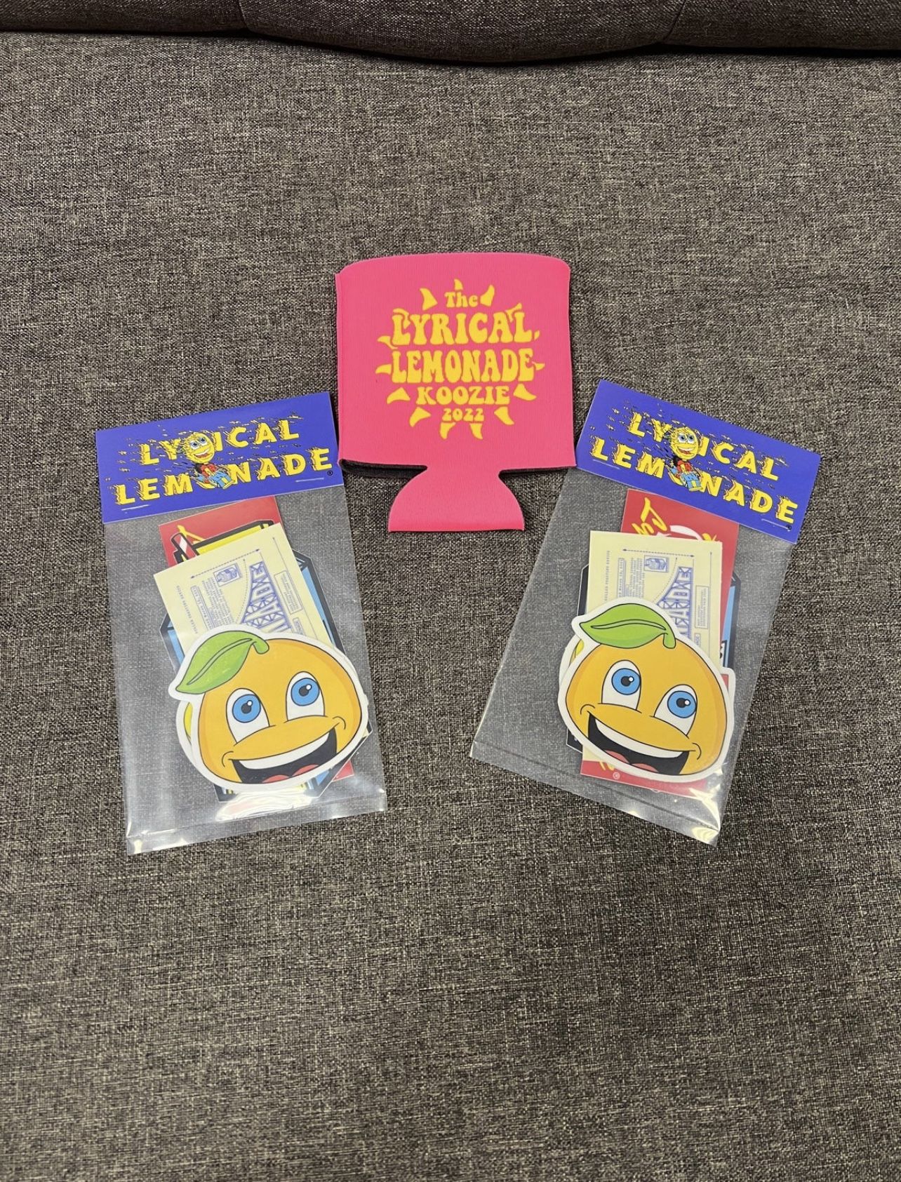 2 packs of Lyrical Lemonade Stickers and can-koosie