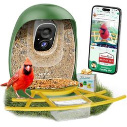 Smart Bird Feeder with Camera, Lifetime Free AI Bird Species Recognition, Solar-Powered Video Birds Feeder for Outdoors with HD Camera, Mounts Anywher