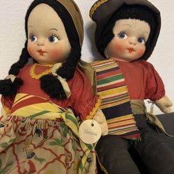 Vintage BEAUTIFUL Mexico Dolls SET 