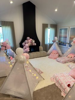 Girls sleepover Tee pees and air mattresses