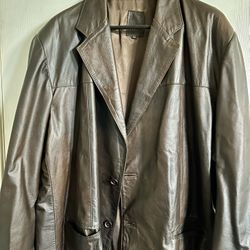 URU RECOLETA de US Cueros Brown LEATHER JACKET Vintage Big/Tall Size 56
