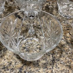 Vintage Crystal Punch Bowl And 13 Crystal Cups