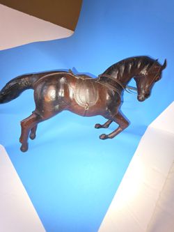 Leather Horse Figurine with Saddle and Bridle