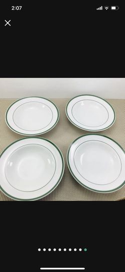 William Sonoma Kelly Green Rim Dinnerware