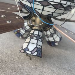 Antique Tiffany Ceiling Fan 