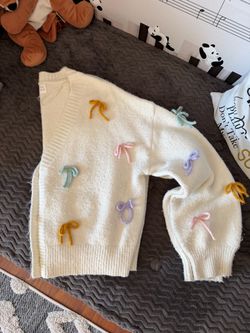 Morning Lavender Cream Bow Cardigan
