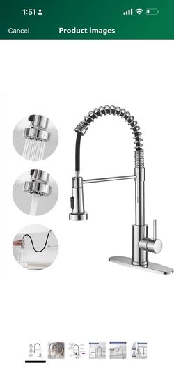 Chrome Kitchen Faucets with Pull Out Sprayer Commercial Spring Sink Faucet Stainless Steel Pull Down Single Handle Farmhouse faucets with Deck Plate f