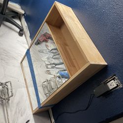 Oak medicine cabinet with mirror