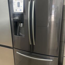 Samsung Refrigerator French Door Black Stainless  Like New 